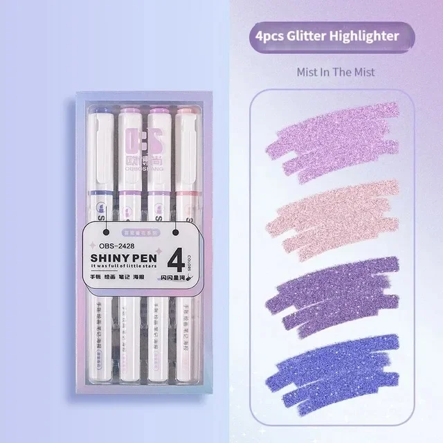 Imagem -02 - Pastel Fine Pastel Highlighter Marker Kawaii Glitter Pen Scrapbook Papelaria Pintada Material Escolar Cores por Caixa