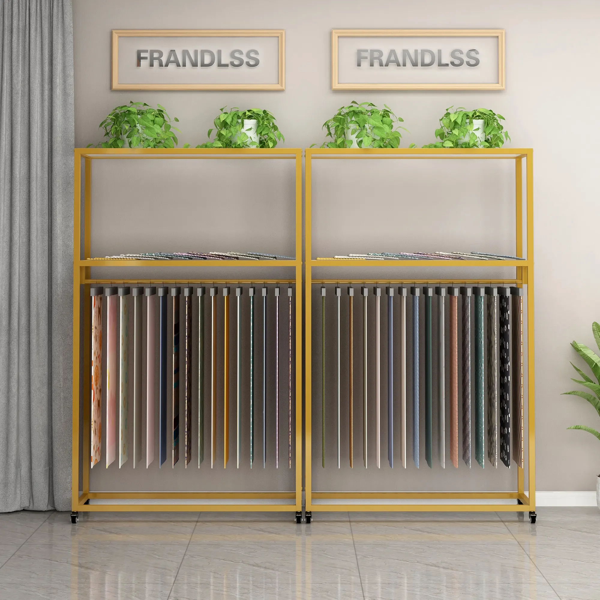 

Iron Artwork With Painted FinishHome Visit Store Display Shelf Fabric Color Card Display Shelf Curtain Elevator Display Shelf Ma