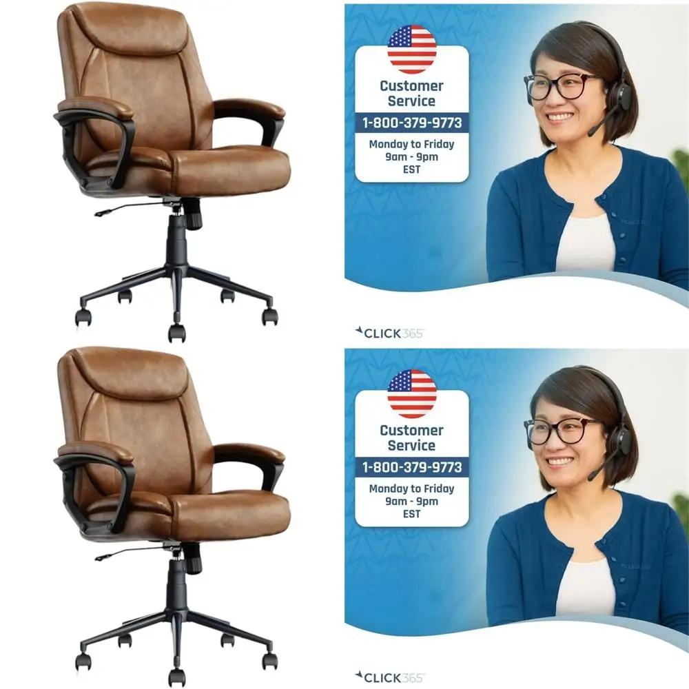 

Эргономичное офисное кресло со средней спинкой из кожи Cognac Bonded Leather