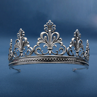 Baroque Crown Tiara for Unisex Weddings Gothic Events Vintage Royal Headpiece Crystal Accents Princess Cosplay Prom Jewelry