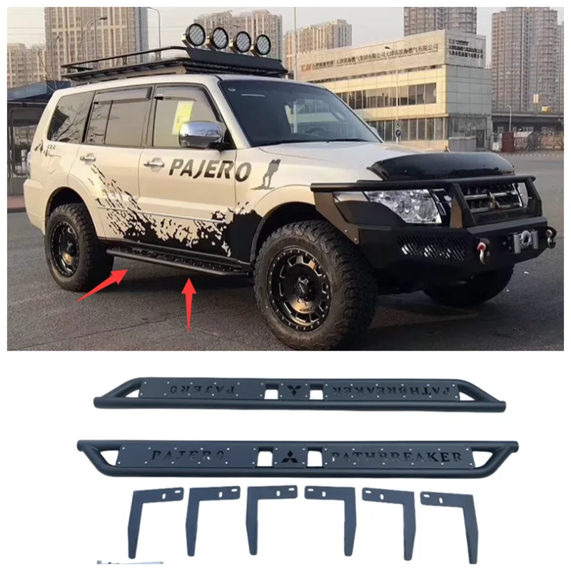 Fits For Mitsubishi Pajero V73 V75 V93 V97 High Quality Tungsten Steel Running Boards Side Step Bar Pedals