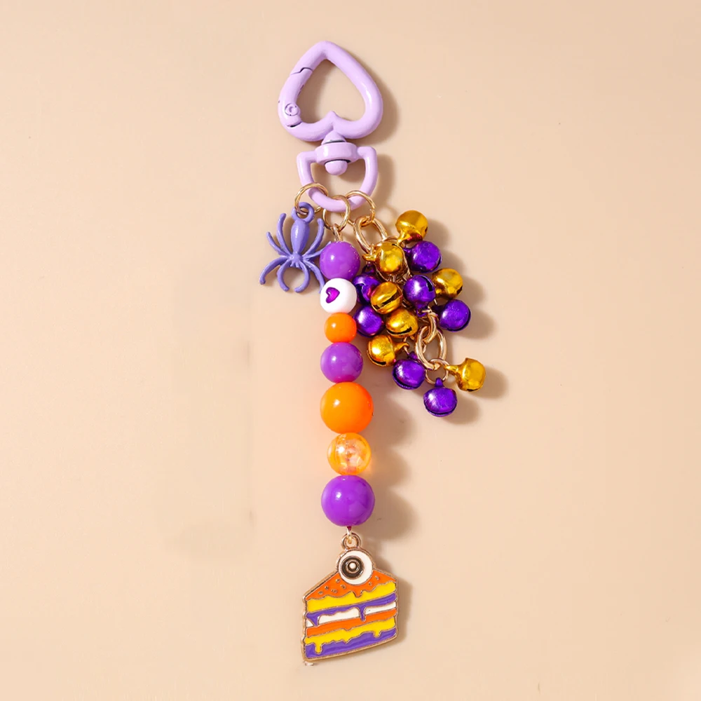 موضة المينا هالوين اليقطين المفاتيح أجراس صغيرة حلقات المفاتيح للنساء الفتيات حقيبة يد المعلقات DIY بها بنفسك مفتاح سلسلة هدية