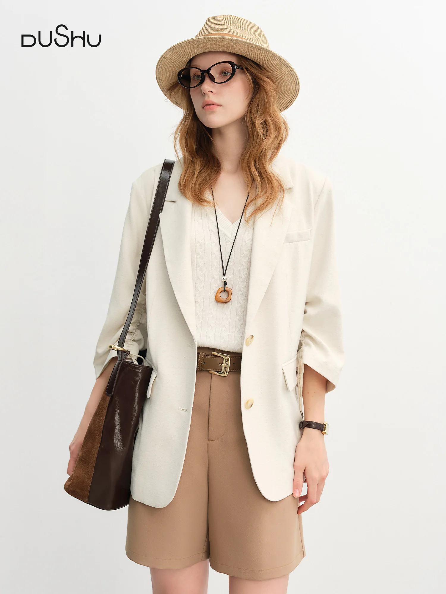 

DUSHU Plus-Size Women's Urban Impressions Stylish Blazer for Commuting 2025 New Arrival Slimming Top Blazer Coat 25DS83145