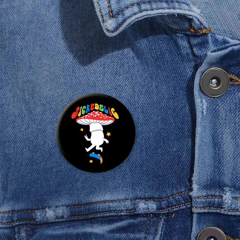 Creative Funny Alien Cat Mushroom Soft Button Badge Handmade Round Snap-in Brooch Pin for Backpack Hat Jewelry Accessories Gifts