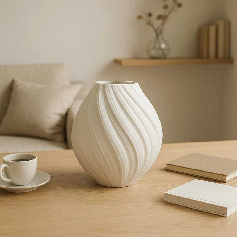 

Wabi-Sabi Minimalist Vase Artistic Matte Ceramic Living Room Tabletop Decoration Elegant Flower Holder Home Office Ornament