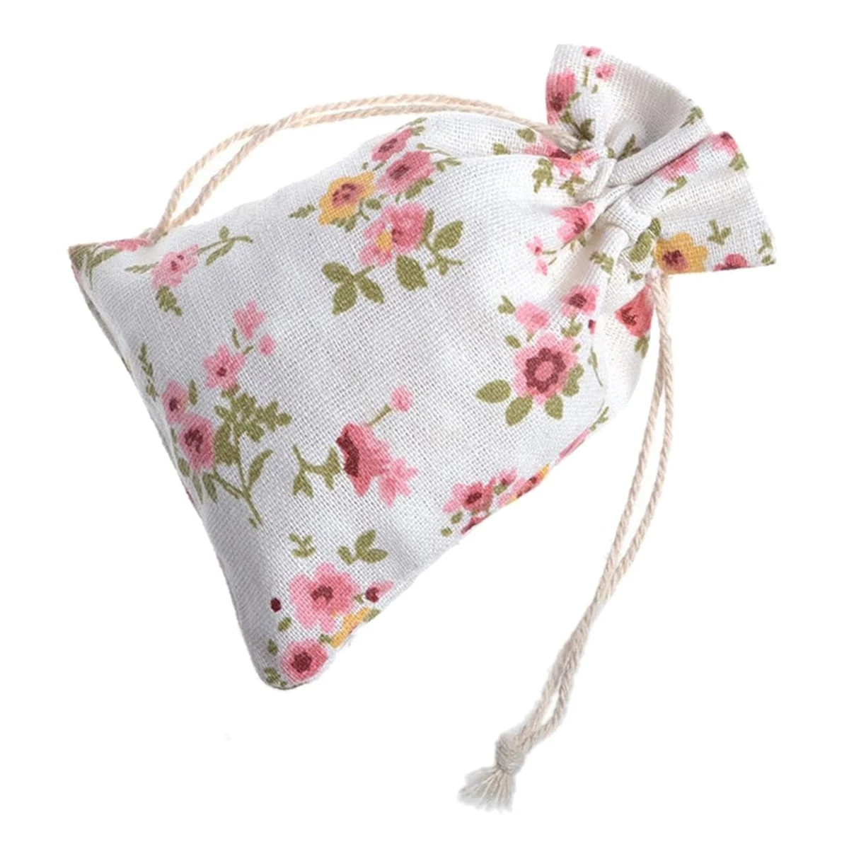 B-T 50Pcs Floral Burlap Drawstring Bags, Linen Gift Bag Jewelry Pouches Sacks for Christmas Wedding Party, 5.3 x 3.9 Inch