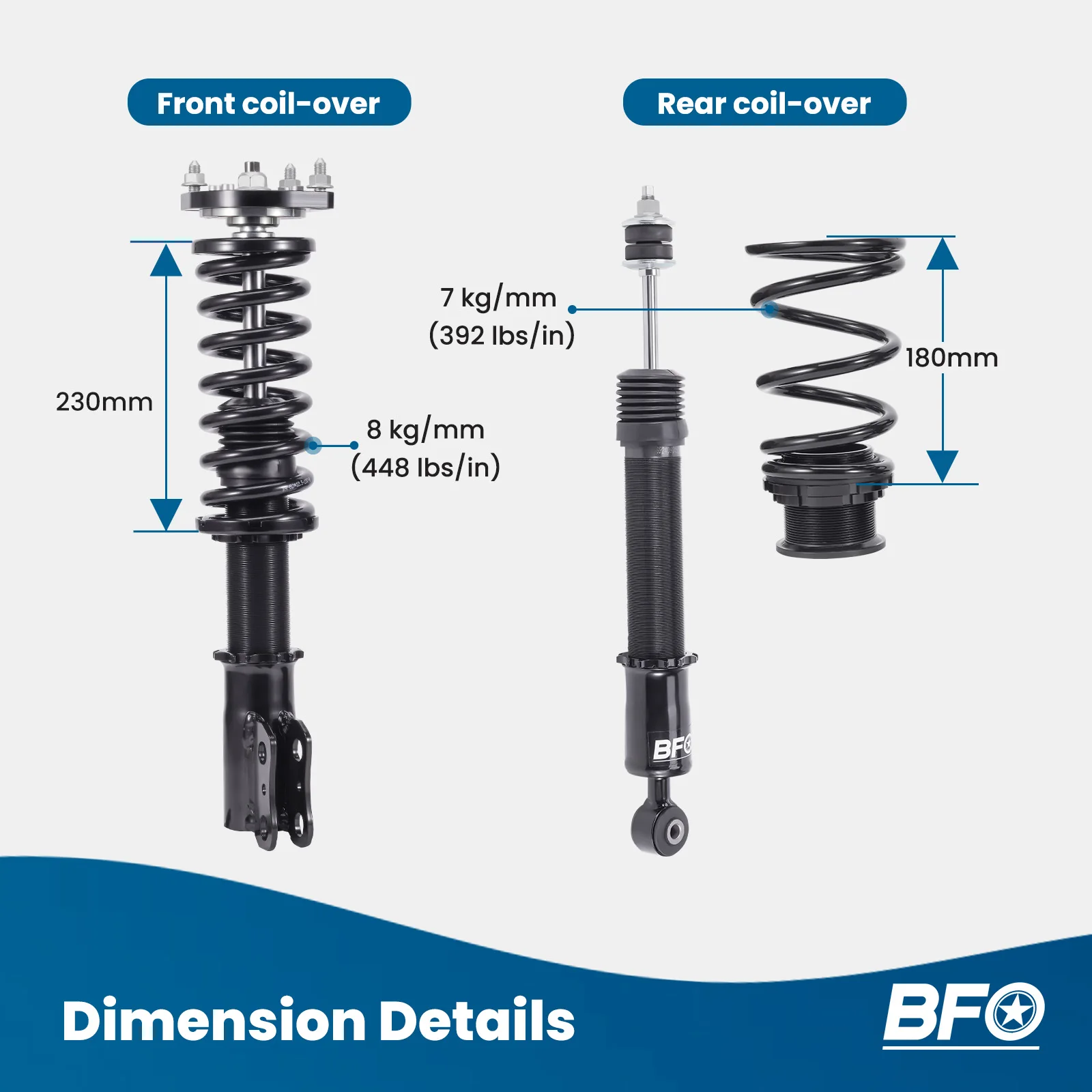 BFO Coilovers Struts สําหรับ FORD MUSTANG 99-04 Suspension Kit ปรับความสูง Coilovers Suspension Lowering Kit