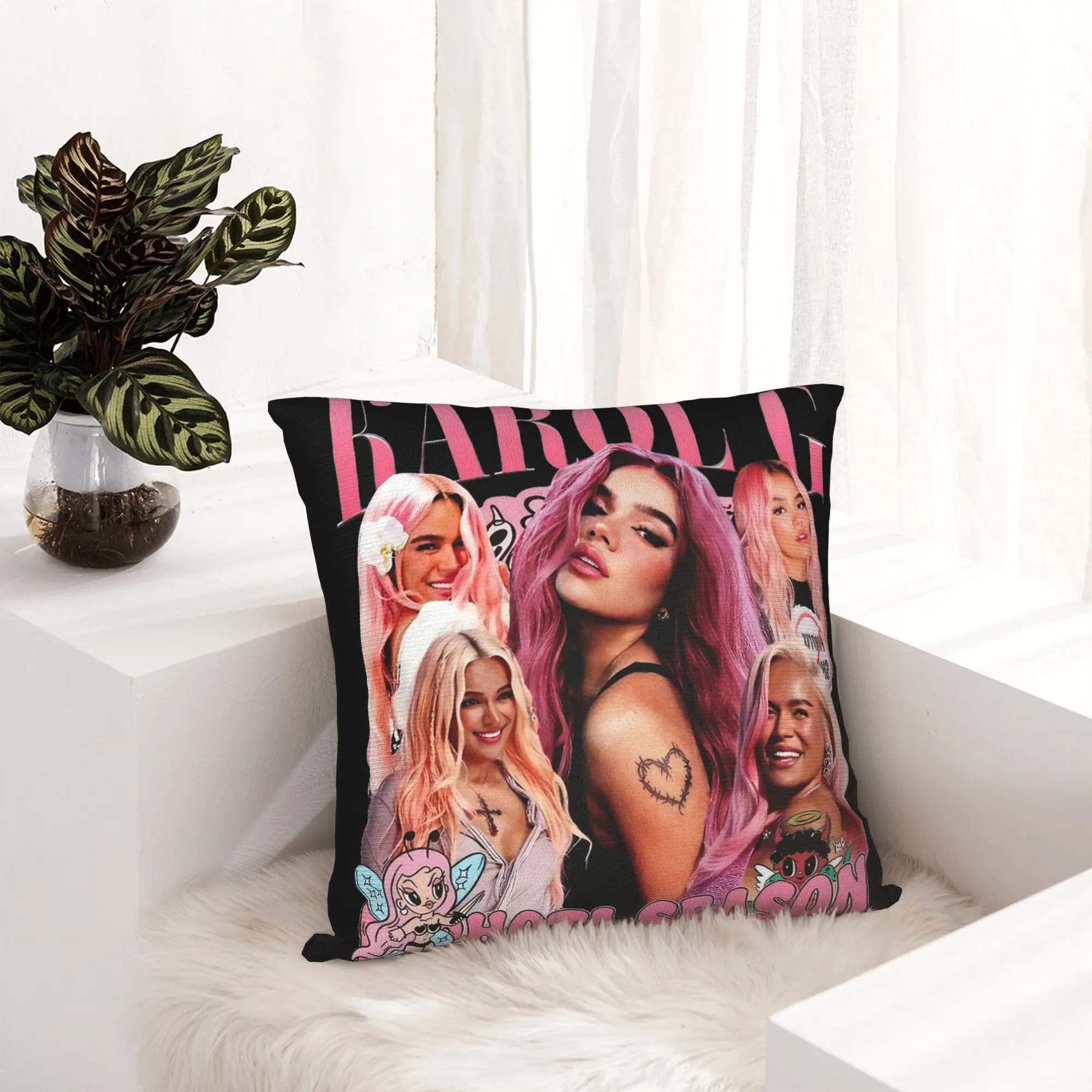 Karol G Bichota Season Pillowcase Printed Polyester Cushion Cover Decoration  Throw Pillow Case Cover Chair Zipper 40X40cm