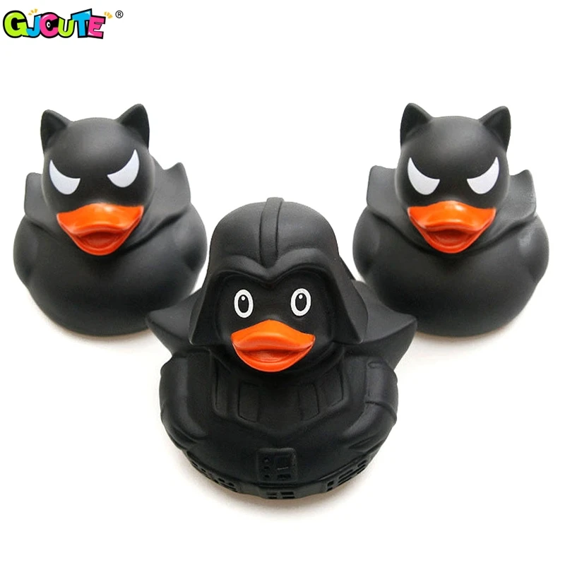 Black Rubber Duck Dashboard Decorations Ornament Cute Duck Cool Gentleman Hat Swim Ring giocattolo da bagno per bambini