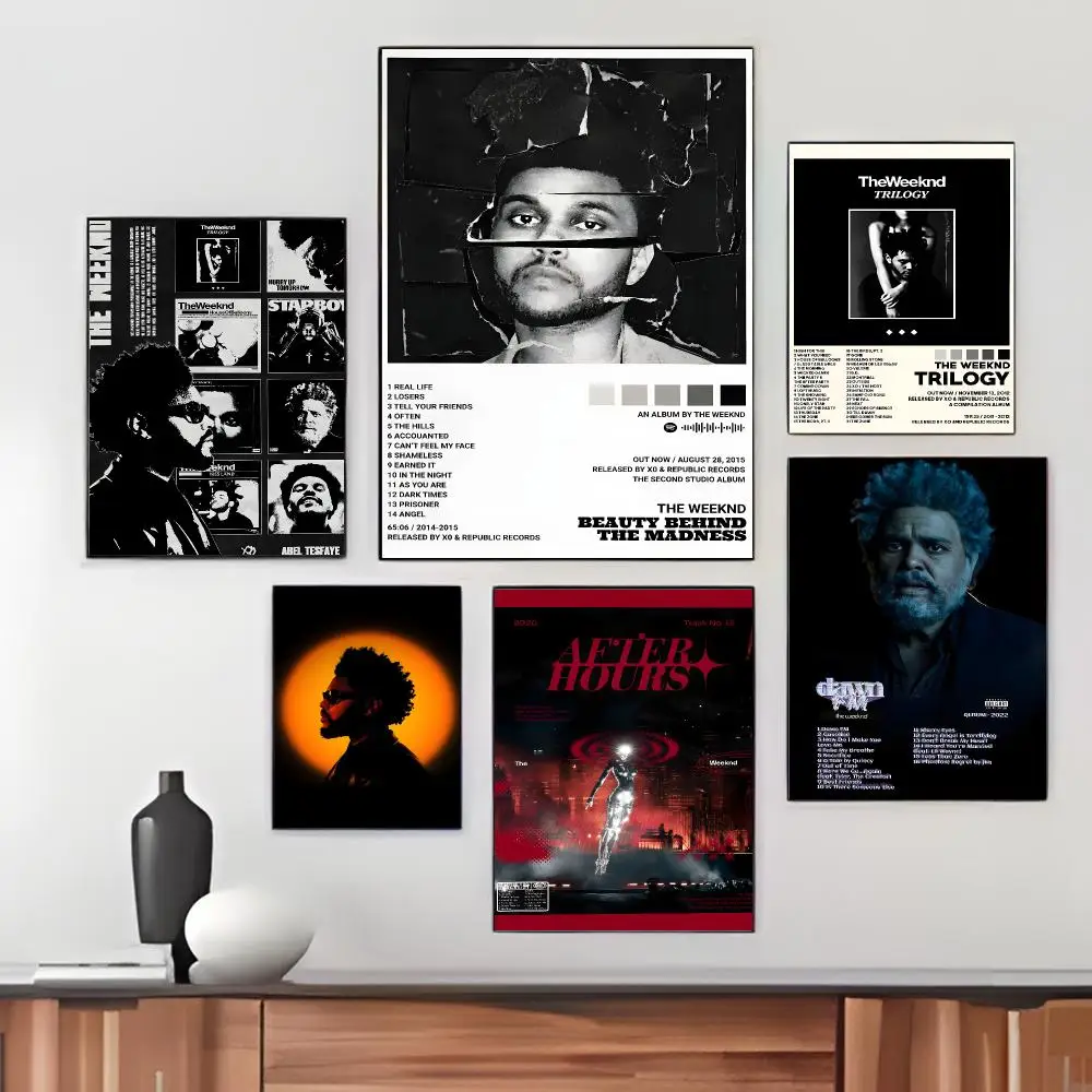 Pop R&B Singer T-The Weeknd Poster Pegatina artistica HD autoadhesiva impermeable para salon dormitorio