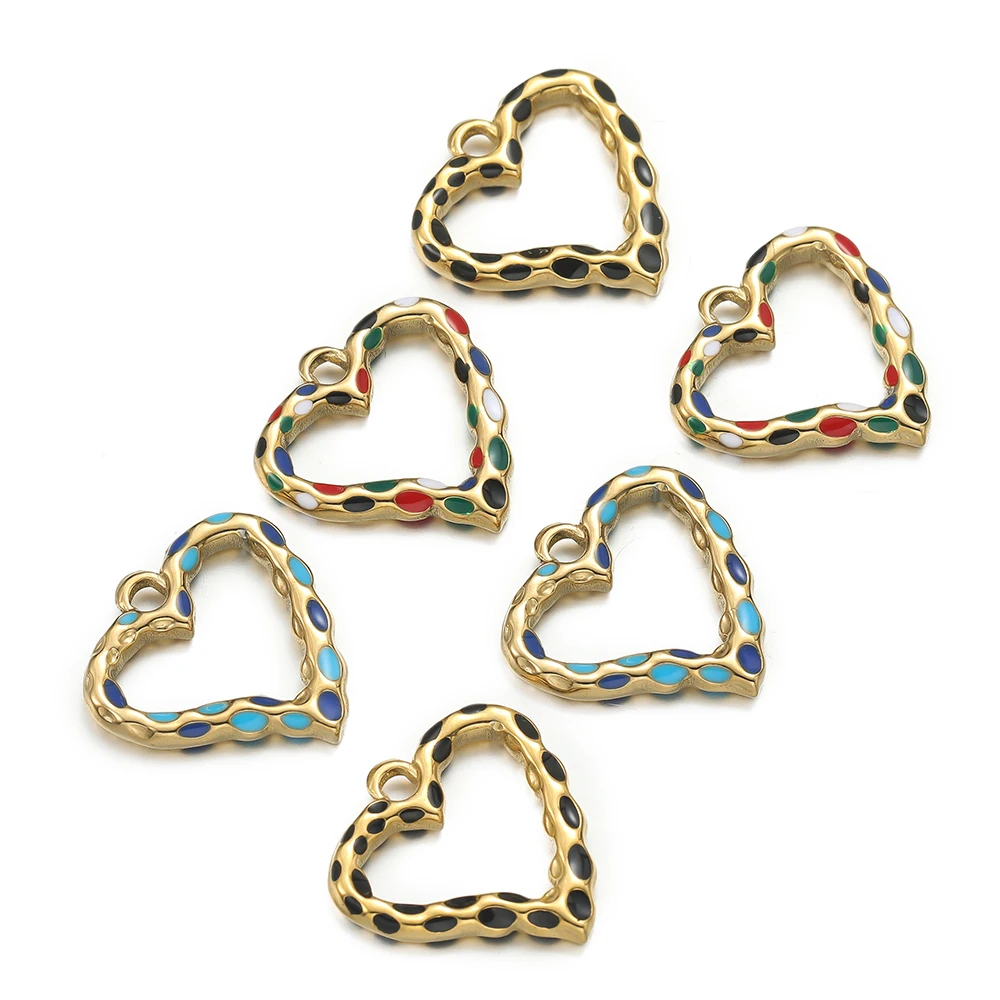 

2 шт./лот, разноцветные эмалированные подвески в форме сердца из нержавеющей стали для DIY ожерелья, браслета, женские аксессуары для изготовления ювелирных изделий, оптовая продажа