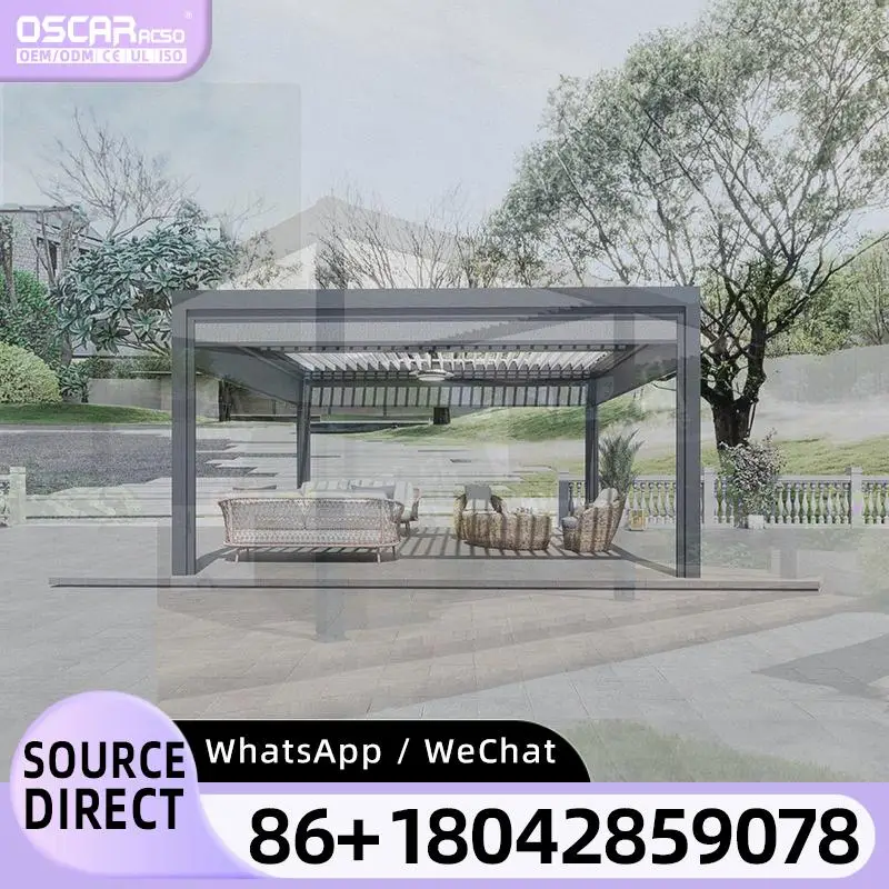 

Louvre Slats Mirador Gazebo Wall Mounted Backyard Pergola with Powder Coated Frame for US Gardens pergola
