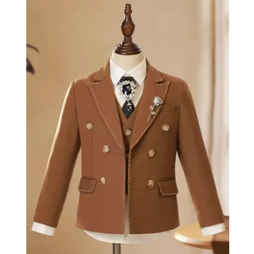 

Children's Suit Set New Handmade Flower Boy Host Piano Performance Blazer Traje De Niño Para Boda Boys Suits A3756