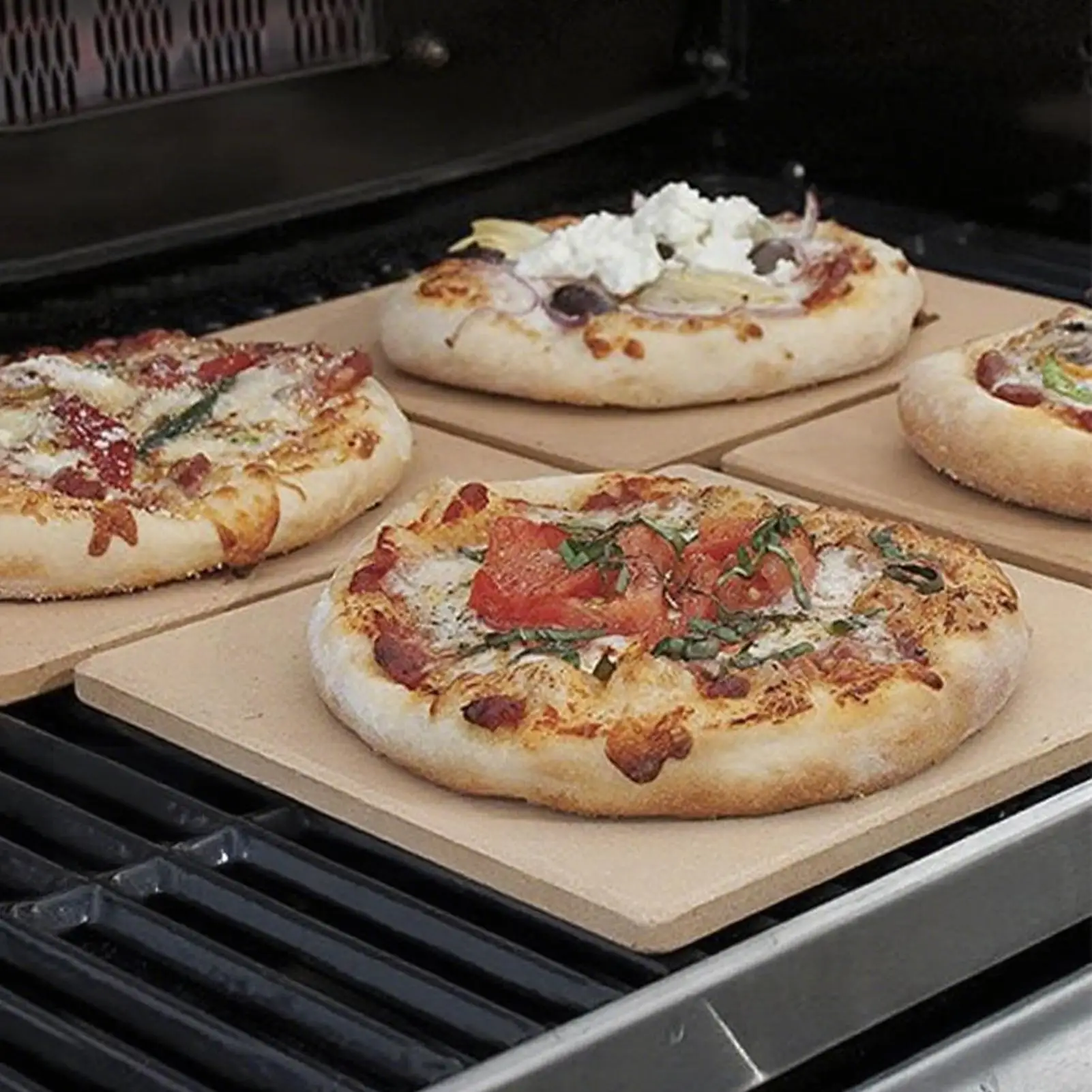 Pizza Oven Stone Rectangular Baking Tray Non-stick Pizza Stone For BBQ Grilling Oven Cooking Bread Kitchen Indoors Outdoors