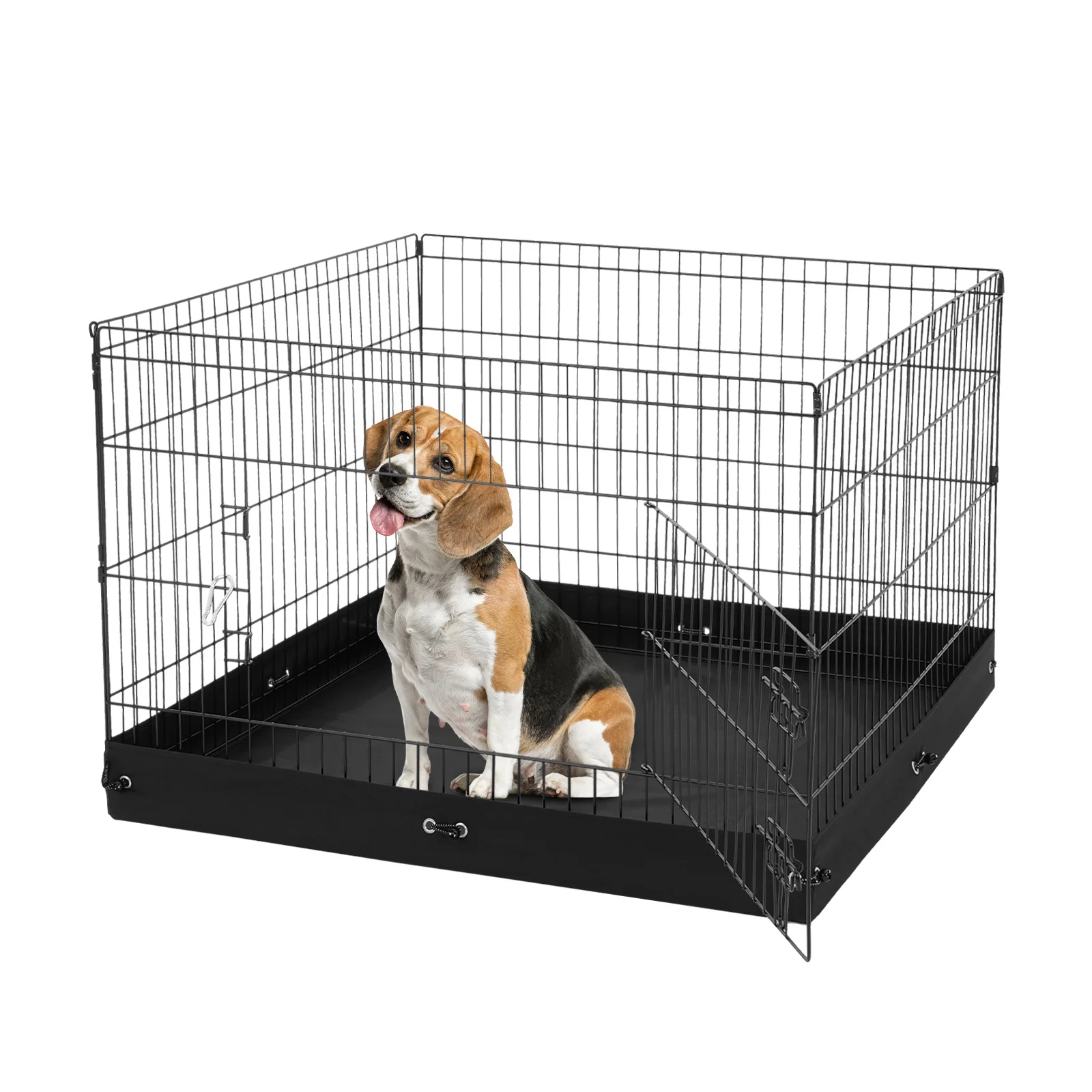 

VEVOR Dog Playpen, 8 Panels Foldable Metal Dog Exercise Pen with Top Cover, 24" H Pet Fence Puppy Crate Kennel with Ground