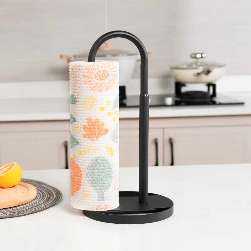Kitchen Paper Holder Countertop Roll Tissue Rack Table Storage Organizer Black Free Scaling Napkin Shelves Kitchen Accessories