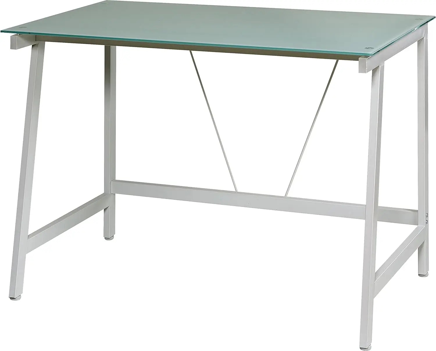 Contemporary Glass Writing Desk White & Blue Compact Size Home Office Study Furniture Desk