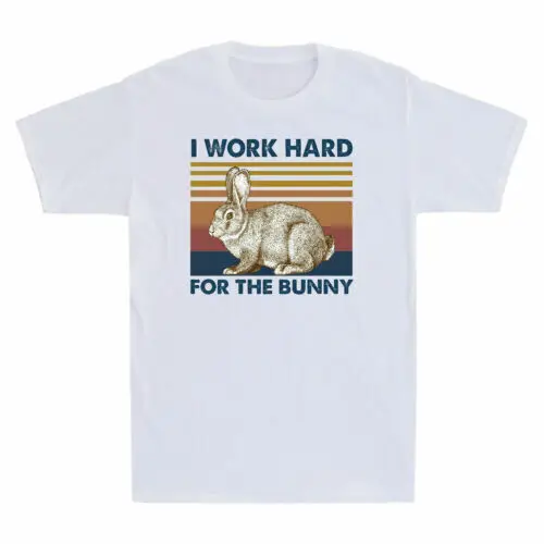 

Retro Rabbit I Work Hard For The Bunny Funny Men's Short Sleeve T-Shirt Cotton