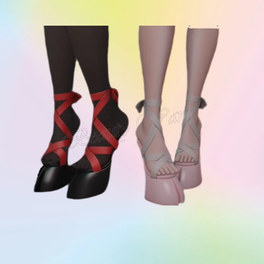 

Black Strange Toe Horse-prof Sandals Lace up No Heel Platform Strange Style High Heel Shoes for Women 2024 Zapatillas Mujer