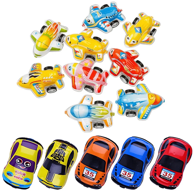 20pcs Cute Pull Back Cars Airplanes Set Mini Plastic Vehicle Toys Funny Interactive Party Favors Festival Souvenirs School ZYF