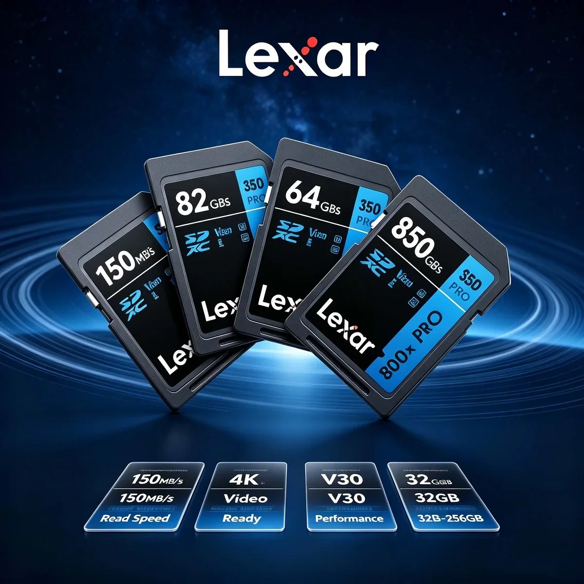 800X Pro Lexar Memory Card 32GB 64GB Classe 10 3D 4K 128GB 256GB V30 SD Card SDHC SDXC High Speed 150MB/s Memory Card for Camera
