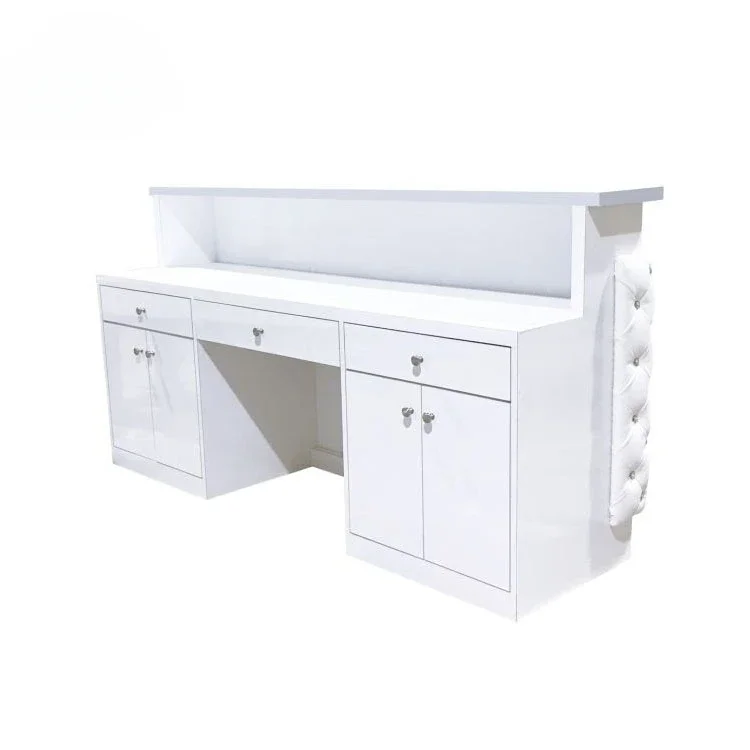 Pu Leather Covers Beauty Salon Reception Desk White Small Reception Table