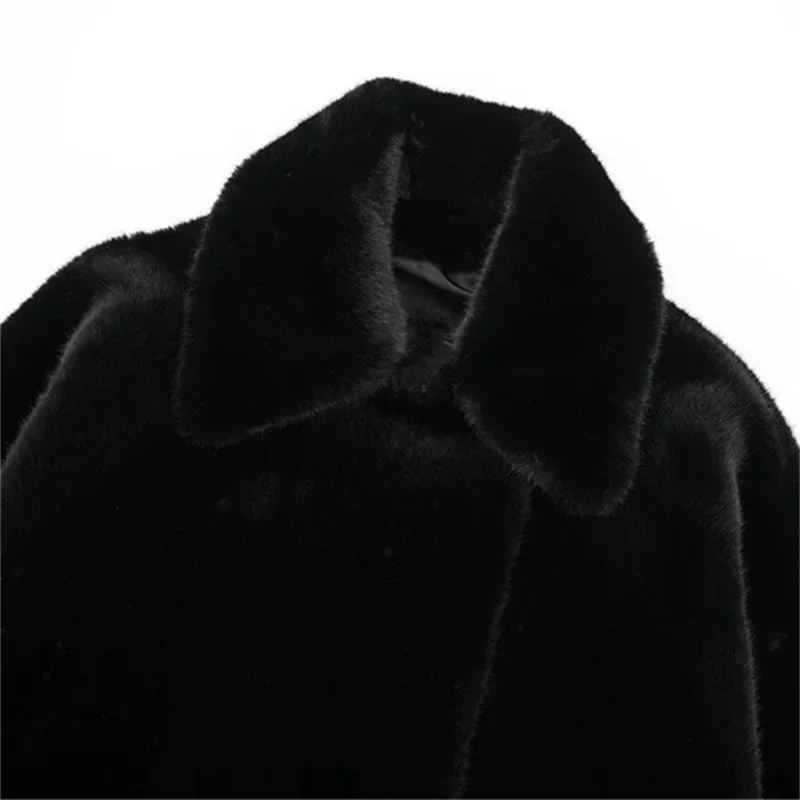 Abito da donna in pelliccia nera Blazer formale da donna abbigliamento da lavoro femminile giacca da donna da ufficio cappotto Casual invernale caldo Streetwear