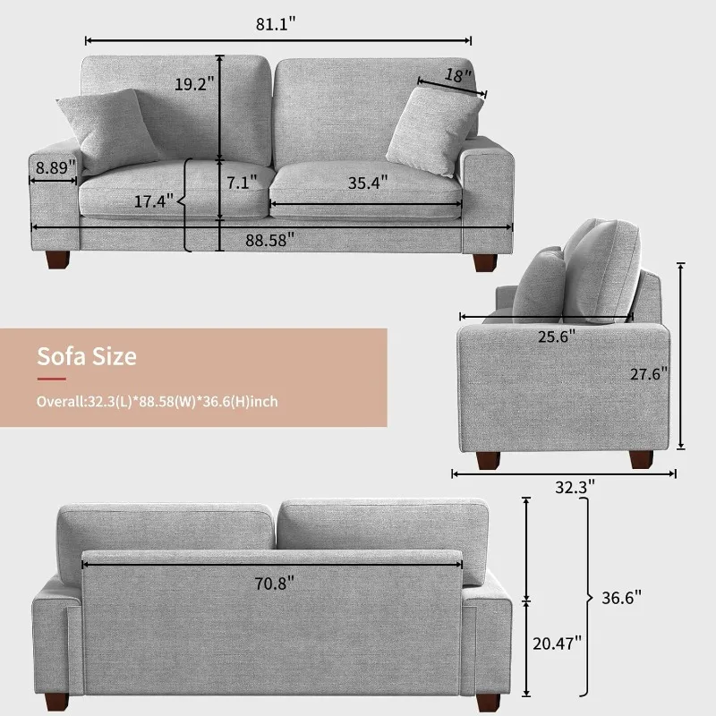 Modern Living Room Chenille Recliner Sofa Small Sofa,loveseat Sofa,Removable Sofa Cover Space Spring Cushions and Solid