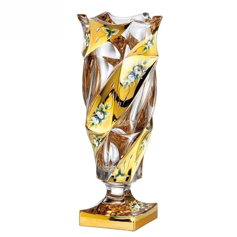 Crystal glass, high-value drawing vase, home living room decoration ornament