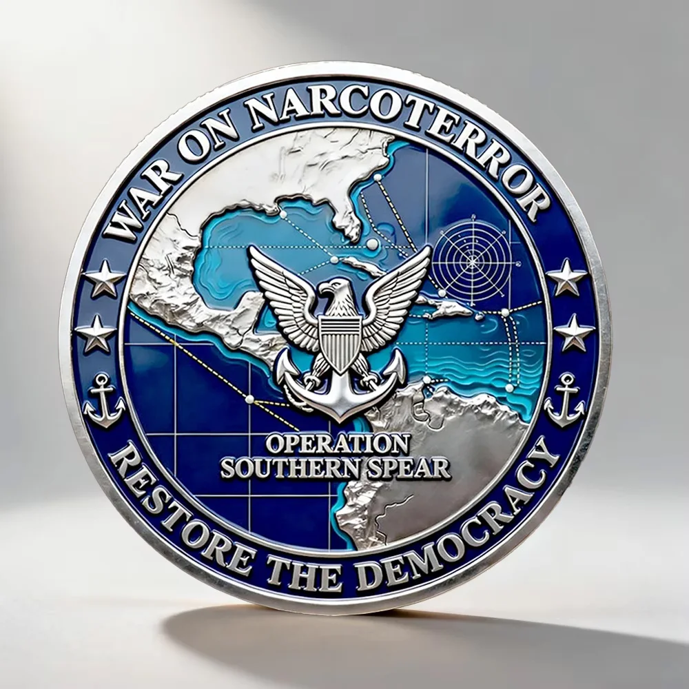 Venezuela.2026 U.S Military Strike Collection Coin War on Narcoterror Silvery Plated Souvenir Coin Home Decoration