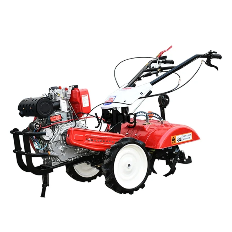 YJQ micro tiller four-wheel drive rotary tillage diesel multi-functional trenching paddy field household machinery