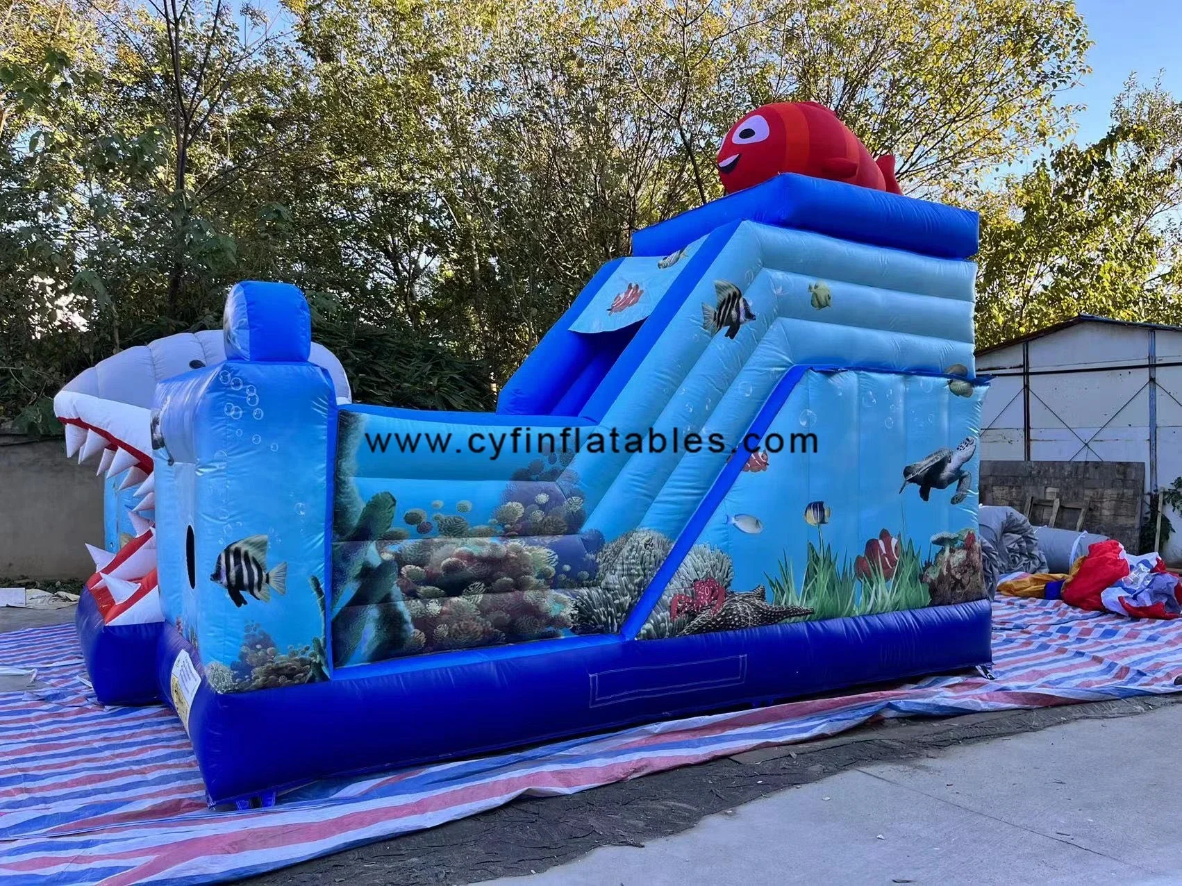 Glissière d'eau sèche gonflable commerciale pour enfants et adultes, toboggans à double voie, toboggan aquatique de maison, souffleur, 18 pieds, 20 pieds