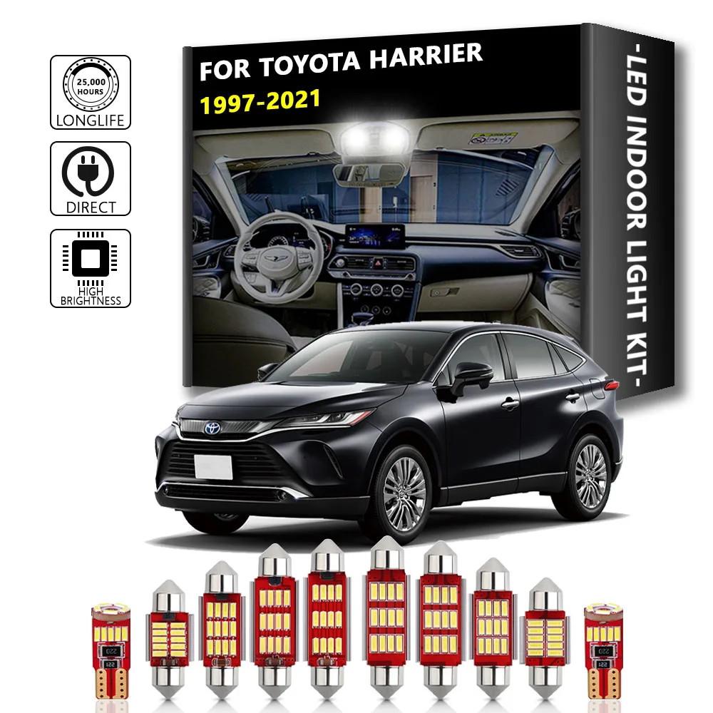 

White Ice Blue Interior LED For Toyota Harrier 1997-2021 Canbus Vehicle Bulb Indoor Dome Map Reading Trunk Light No Error Auto L