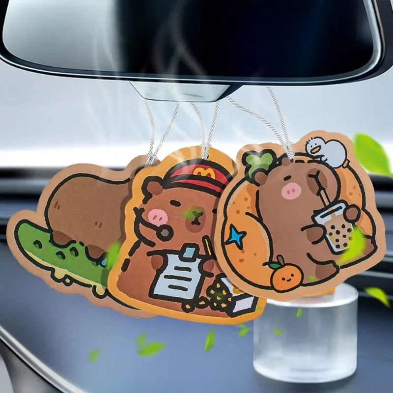 Cartoon Capybara Car Interior Air Freshener Perfume Aromatherapy Tablets Hanging Car Decoration Pendant Fragrant Tablet Decals