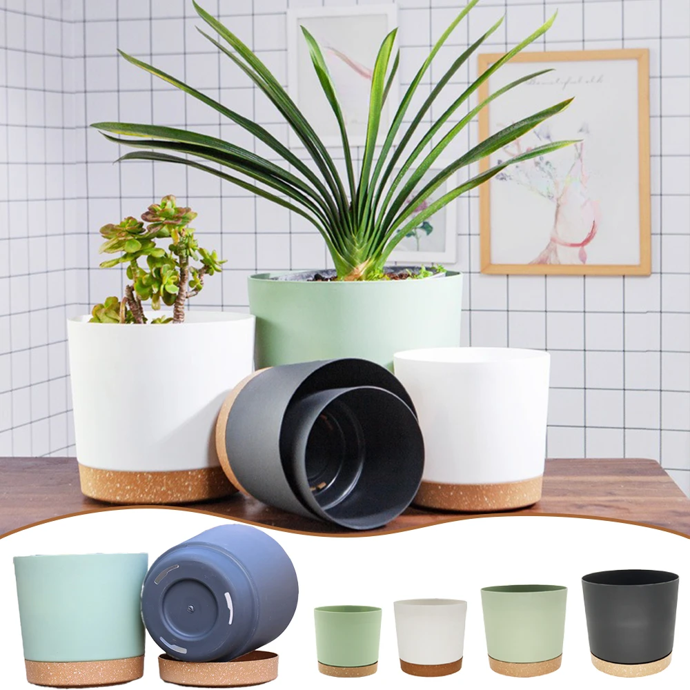 

1PC Plant Pot with Tray Plastic Flowerpot with Drainage for Indoor Plants Succulent Plantation and Garden Home Decoration 4Size