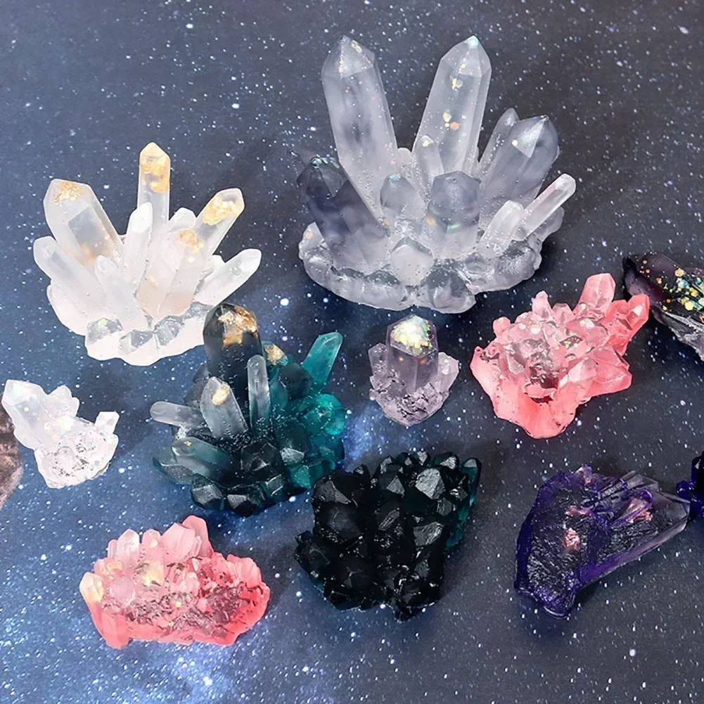 DIY Crystal Epoxy Resin Mold Crystal Cluster Stone Silicone Mold Gravel Casting Mold Jewelry Making for Craft Keychain Accessory