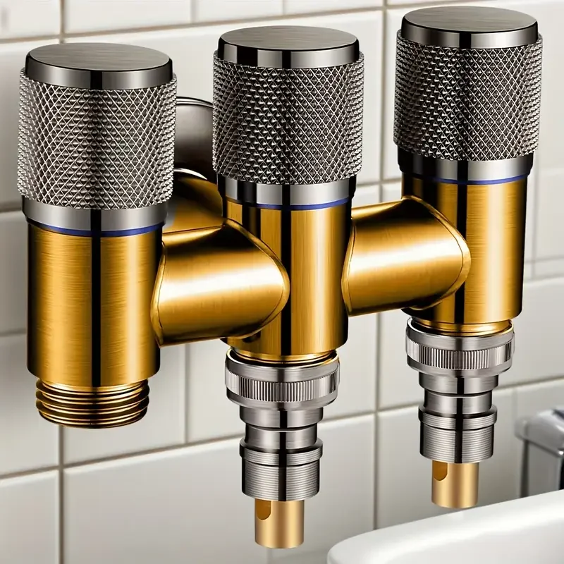 Three way diversion valve - wall mounted faucet with independent handle, 1 inlet and 3 outlets, suitable for washing machines