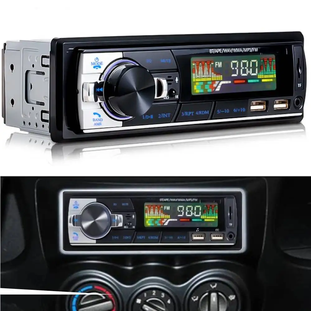 1 قطعة راديو السيارة Srereo1din مشغل MP3 اللاسلكي 60Wx4 FM استقبال مع جهاز التحكم عن بعد AUX/USB/TF بطاقة في داش عدة العالمي