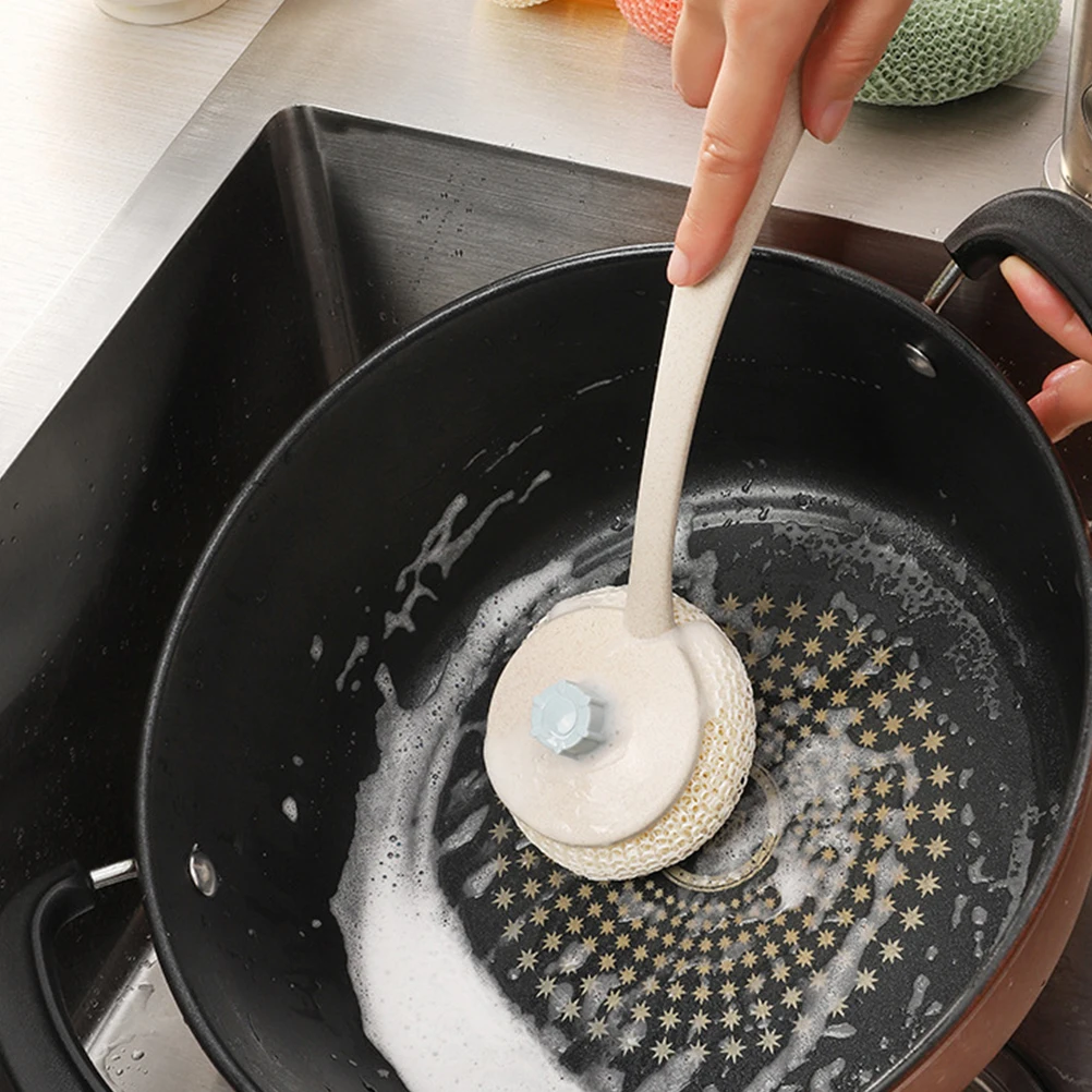 

1 set 1 Set Pot Scrub Brush Stovetop Cleaner Kitchen Cleaning Tool Gas Stove Long Handle Dish Pan Bottle Scrubber Cast Iron Rust