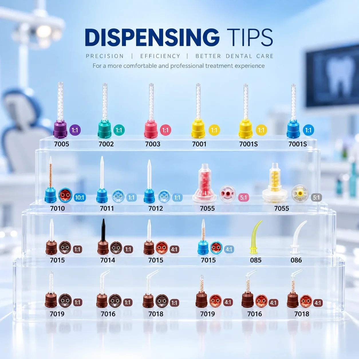 Dental Lab Bite Registration Mixing Tips 50Pcs/Bag Multi-Style Disposable Mixing Nozzles for Dual-Cure Resin Temporary Crown