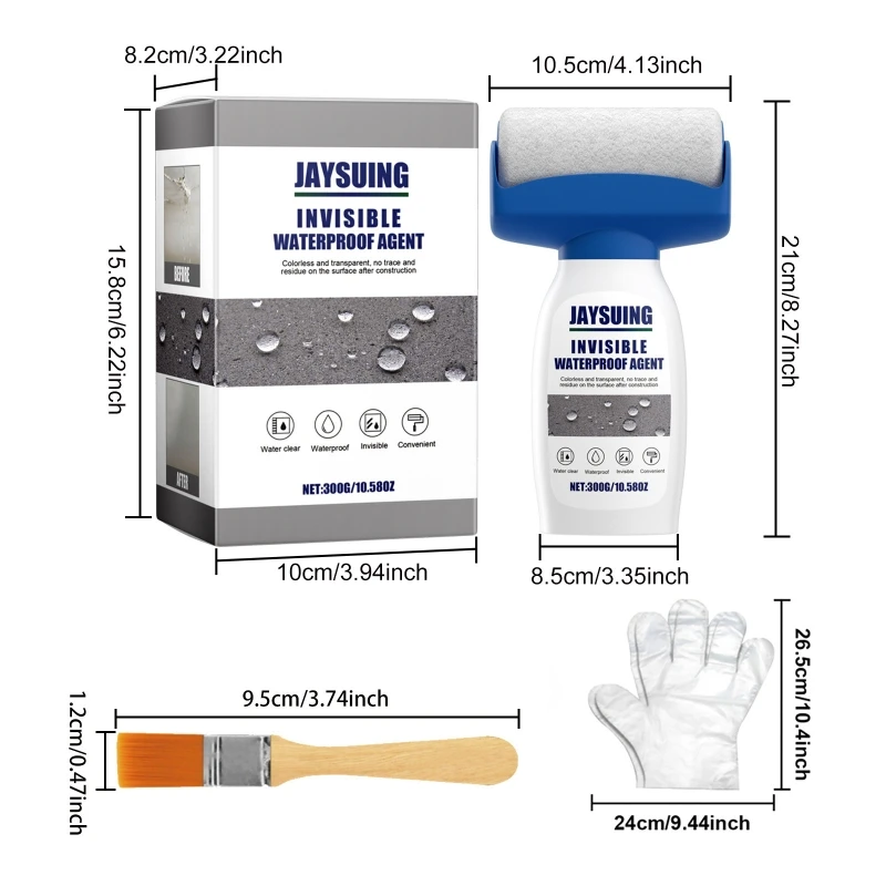 Прозрачное устойчивое к утечкам покрытие с одноразовой щеткой для перчаток для настенной черепицы
