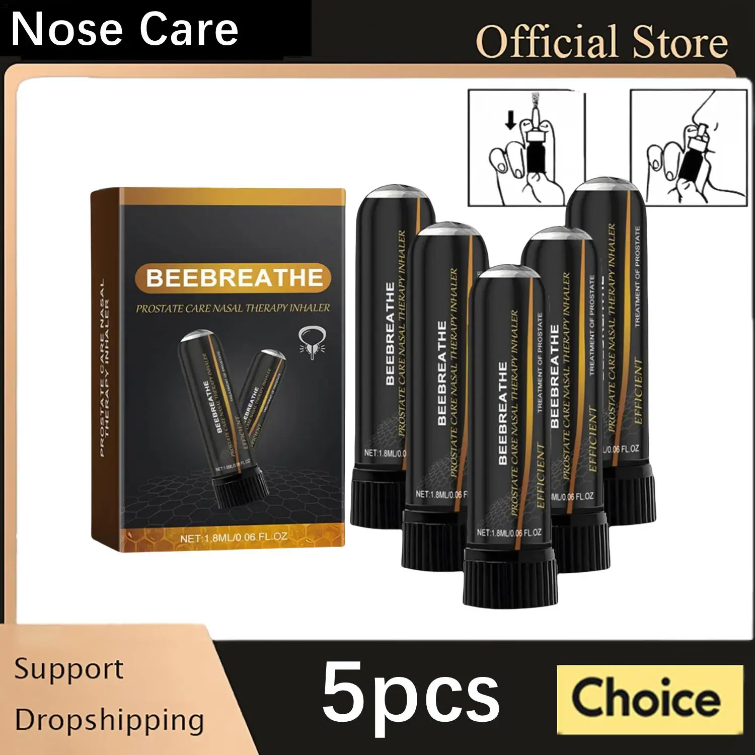 5Pcs Nasal Inhalers Beebreathe Bee Wellness Inhaler Prostavibe Inhaler Beeboom For Prostate Wellness Nasal Spray Body Care