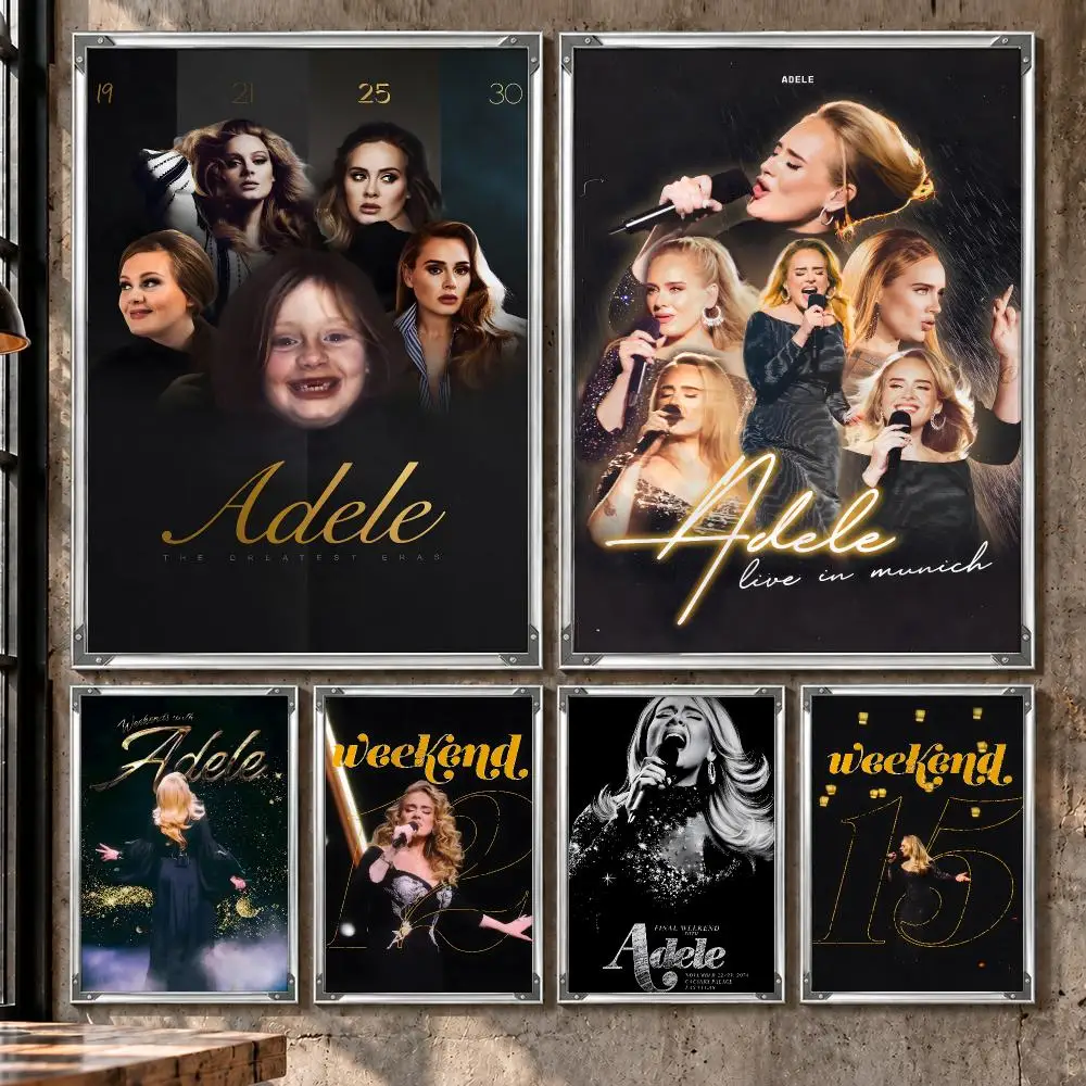 Music Adele Soul Pop Vocal Icon Poster HD Self-Stick Wall Decor Bedroom Dorm Office Gaming Garage Bathroom Gift