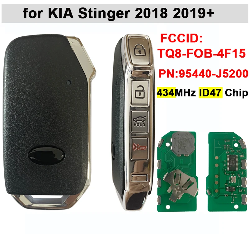 

CN051153 Smart Remote Key Fob for K-i-a Stinger K-I-A K900 2018 2019 2020 Keyless go 434Mhz ID47 chip PN:95440 J5000 J5200 J6000