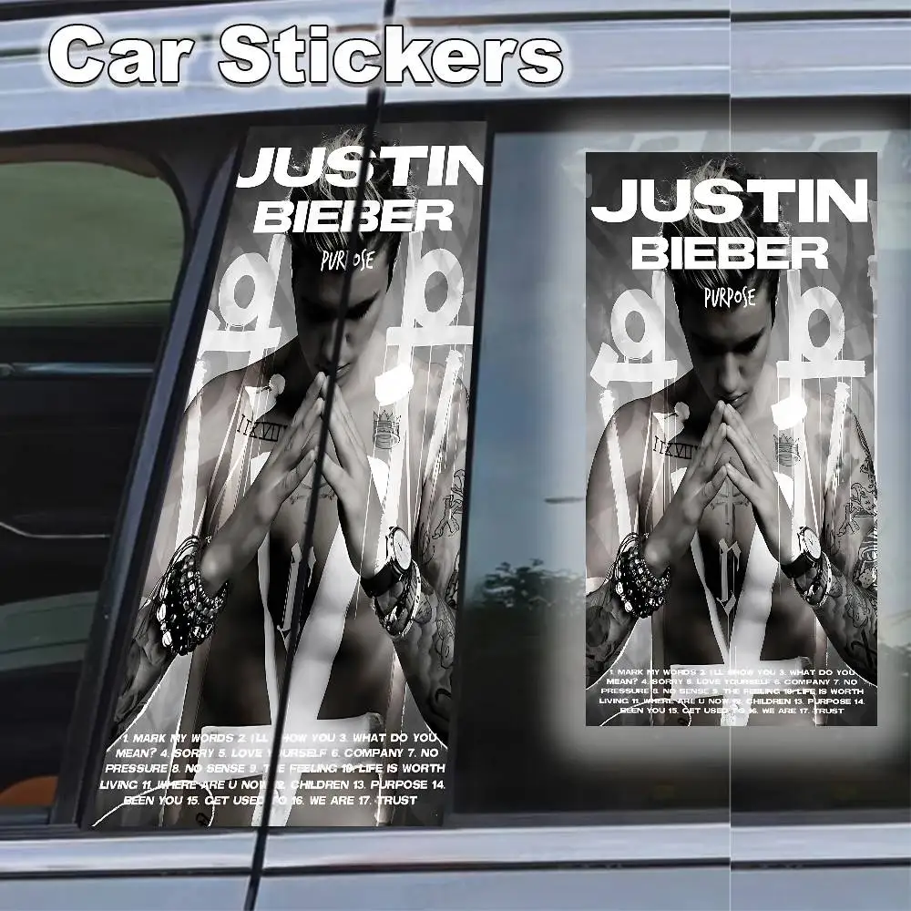 

Джастин Бибер, 2 предмета, креативная наклейка на автомобильную стойку, водонепроницаемая и устойчивая к царапинам, подходит для автозапчастей