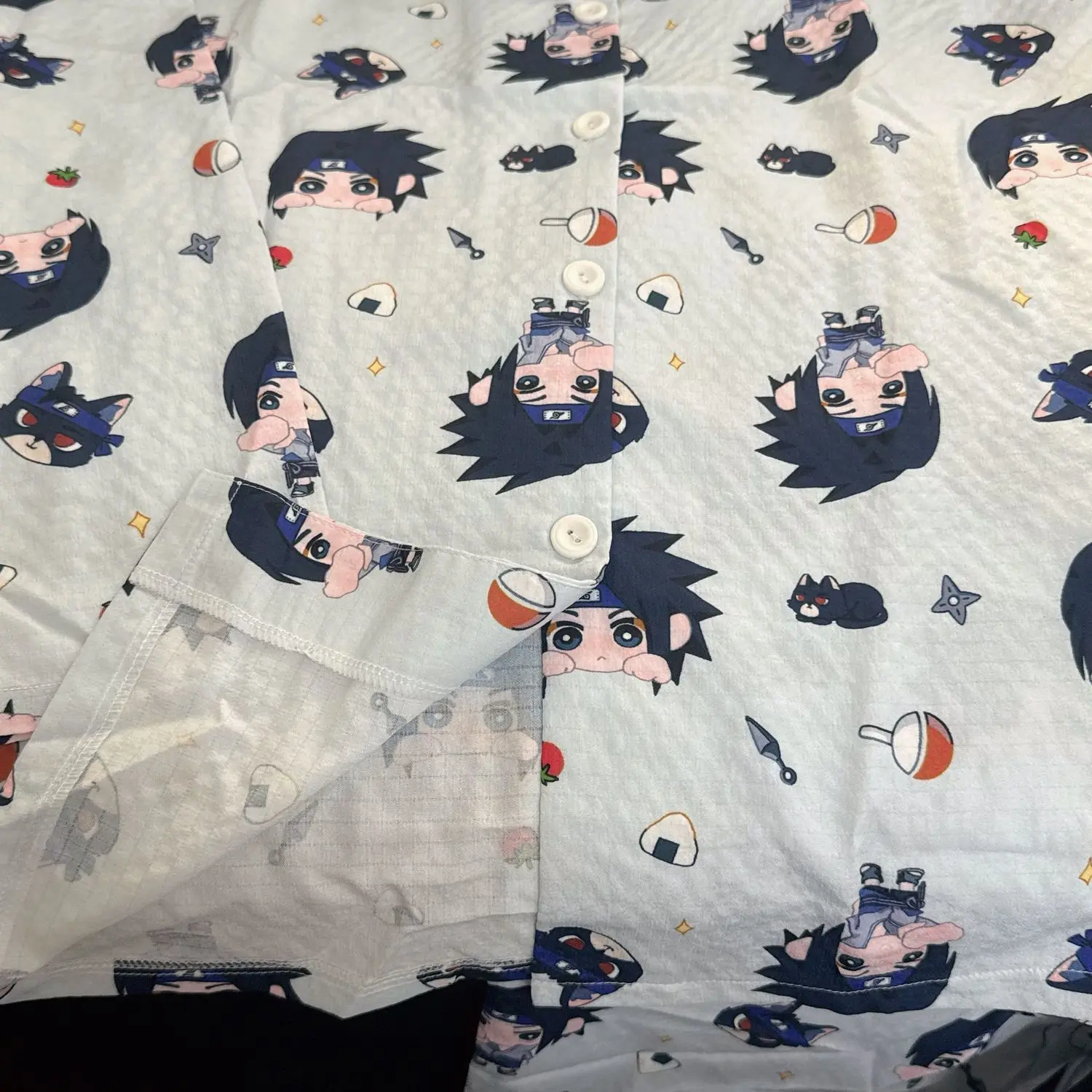 Naruto Uzumaki Cute Anime Print Pajamas Set Long Sleeve Lapel Loungewear Soft Waffle Home Sleepwear for Women Girls Anime Fans view 4