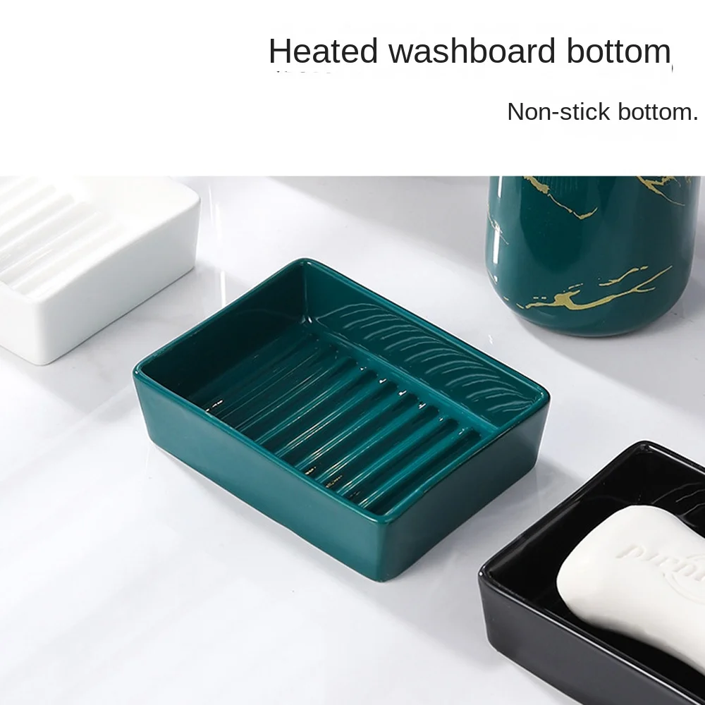 Creative Ceramic Rectangle Soap Dish Modern Simple Style Hand Soap Holder Durable Kitchen Bathroom Soap Tray Storage Shelf