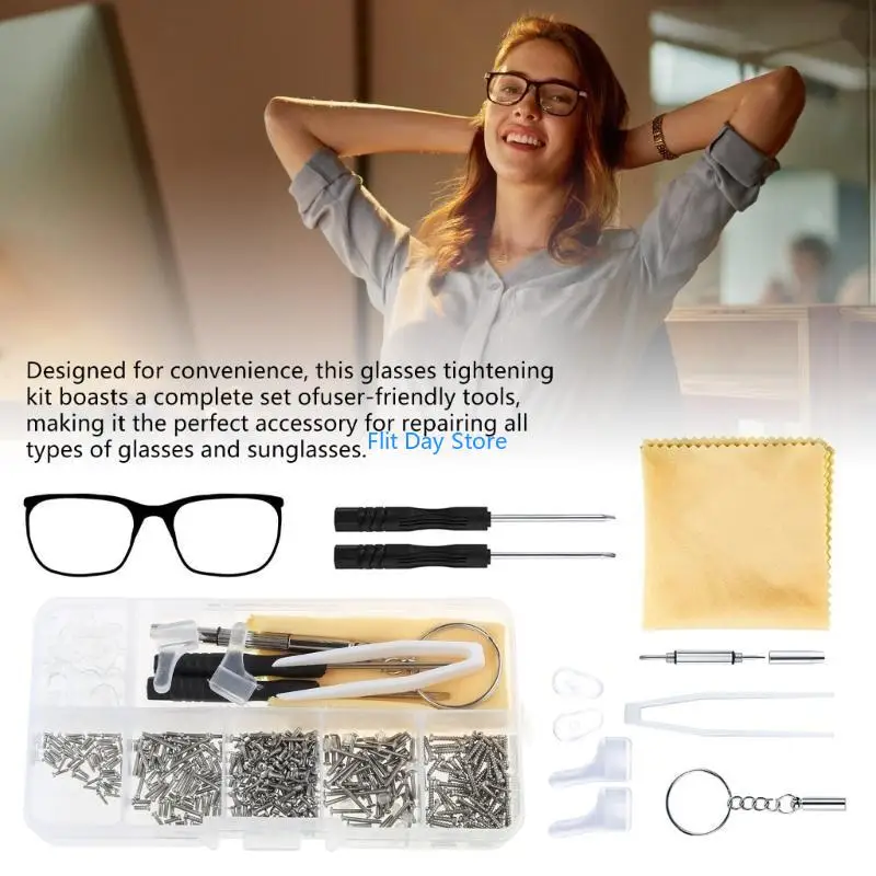 F92C Glasses Screws Repair Kits Glasses Tightening Kits Eyeglass Repair Tool Enduring