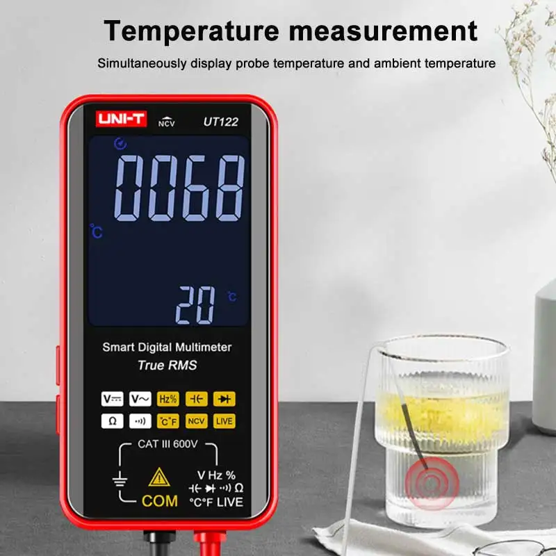 UNI-T UT121 UT122 مقياس رقمي ذكي متعدد التيار المتناوب تيار مستمر الجهد المقاومة السعة تردد الفولتميتر المهنية متعدد متر