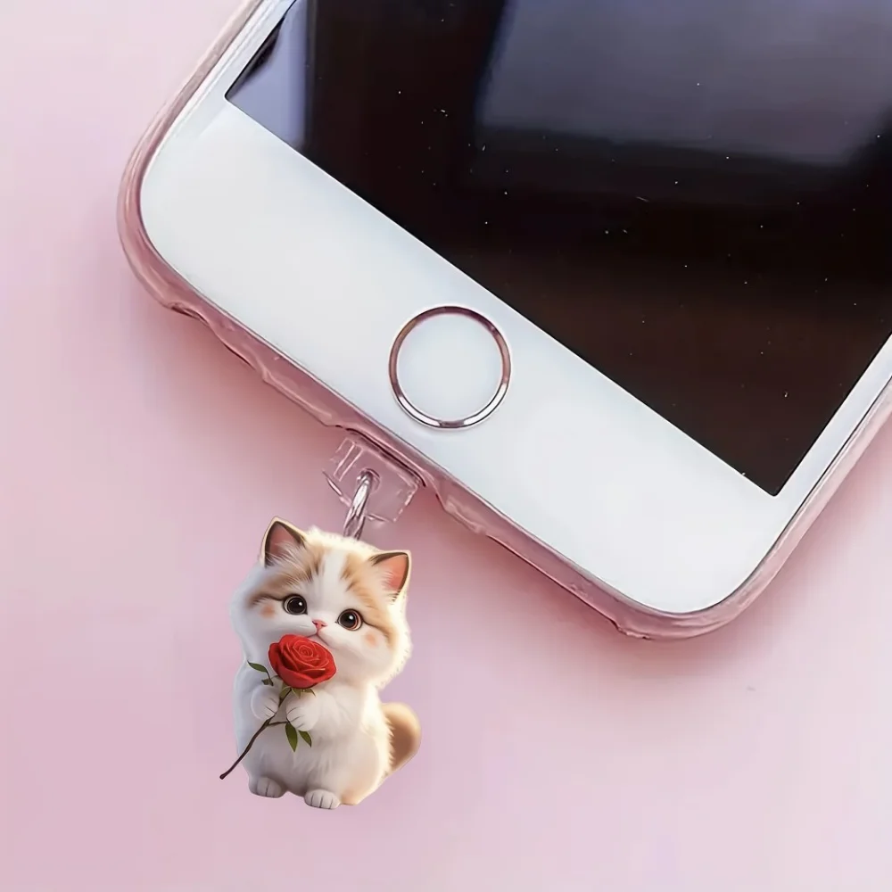 Phone Dust Plug Waterproof Kitten Dust Plug Cartoon Mobile Dust Plug Dustproof Charging Port Cover For Gift For Friends
